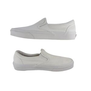 Vans Classic Slip-On Shoes Mens 8 White Canvas Low Top Sneakers